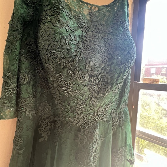 Mother of the Bride Emerald La Femme Floral Lace and Tulle Long Gown Nordstrom - Picture 6 of 9